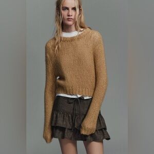 ZARA HERRINGBONE WOOL SKORT